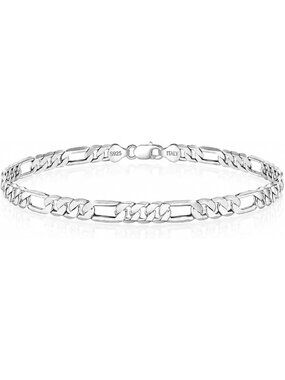 5MM Sterling Silver Figaro Link Chain Bracelet - Elegant 925 Silver Jewelry